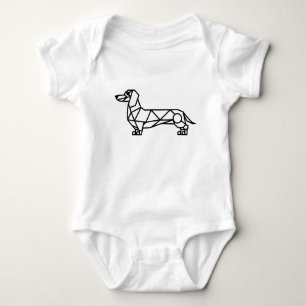 Geometric line art of a dachshund baby bodysuit