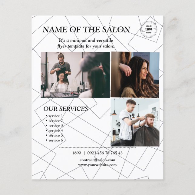 Geometric Line Art Salon Flyer (Front)