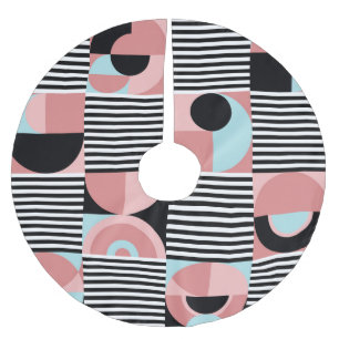 Geometric Lines, Colourful Shapes Mosaic. Brushed Polyester Tree Skirt