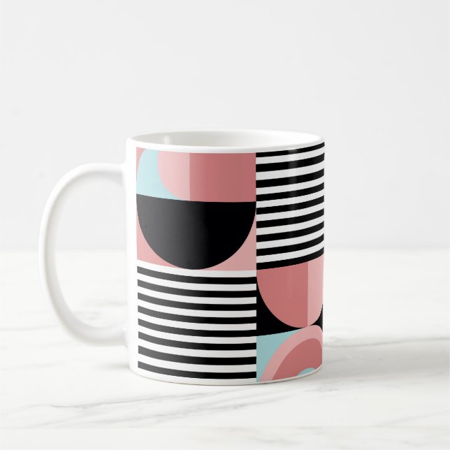 Geometric Lines, Colourful Shapes Mosaic. Coffee Mug (Left)