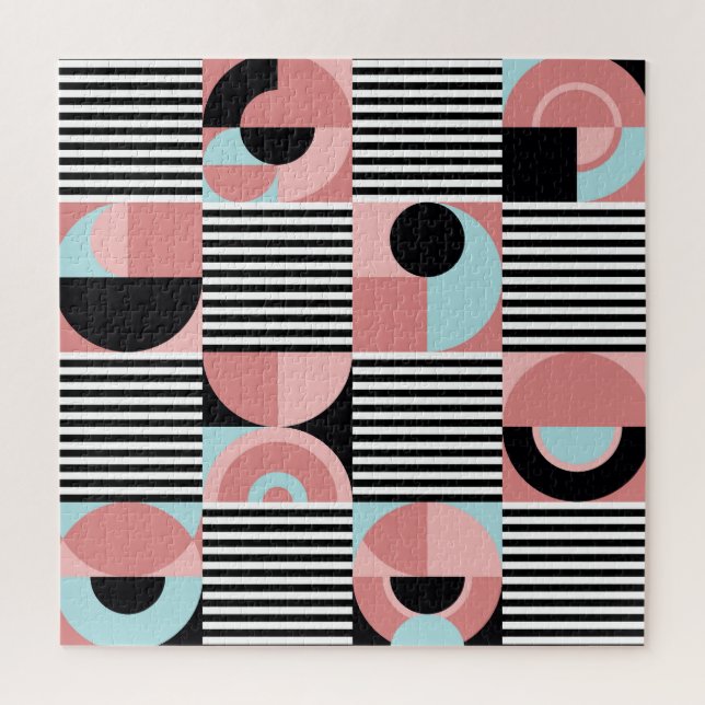 Geometric Lines, Colourful Shapes Mosaic. Jigsaw Puzzle (Vertical)