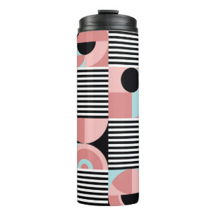 Geometric Lines, Colourful Shapes Mosaic. Thermal Tumbler
