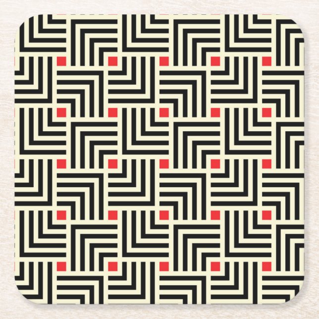 Geometric Lines Pattern Square Paper Coaster (Front)