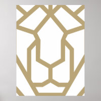 geometric lion abstract animal art, modern Poster