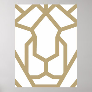 geometric lion abstract animal art, modern Poster