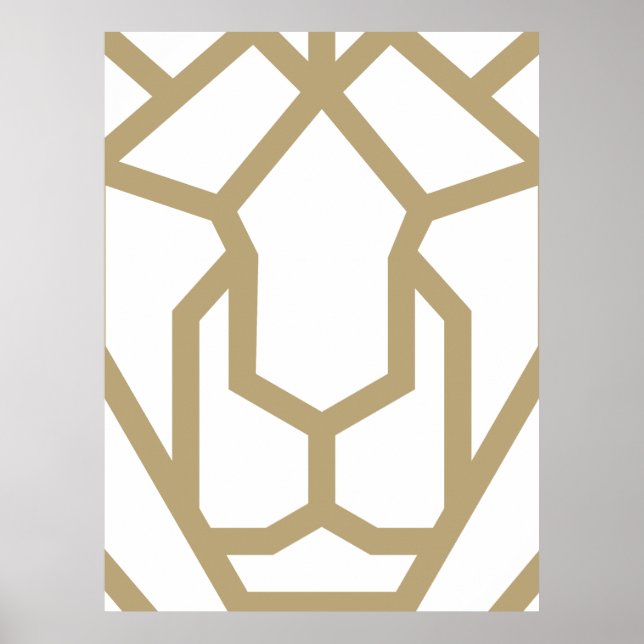 geometric lion abstract animal art, modern Poster (Front)