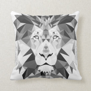 Geometric Lion Black and White Cushion