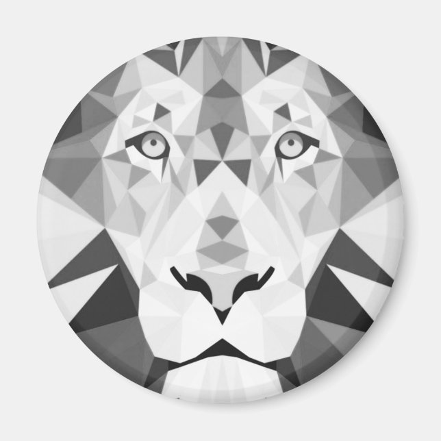 Geometric Lion Black and White Magnet (Front)