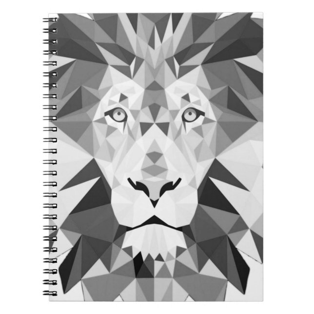 Geometric Lion Black and White Notebook (Front)