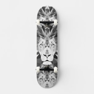 Geometric Lion Black and White Skateboard