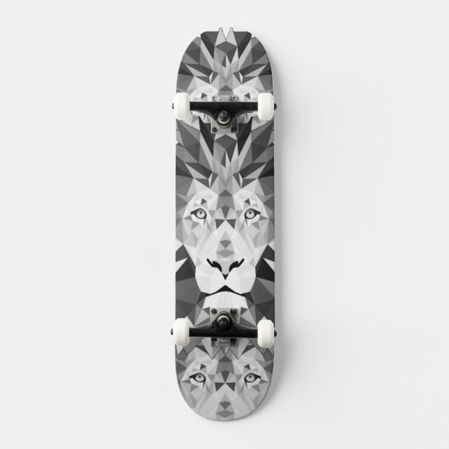 Geometric Lion Black and White Skateboard (Front)