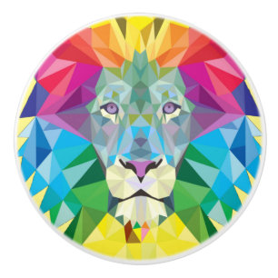 Geometric Lion Head Ceramic Knob