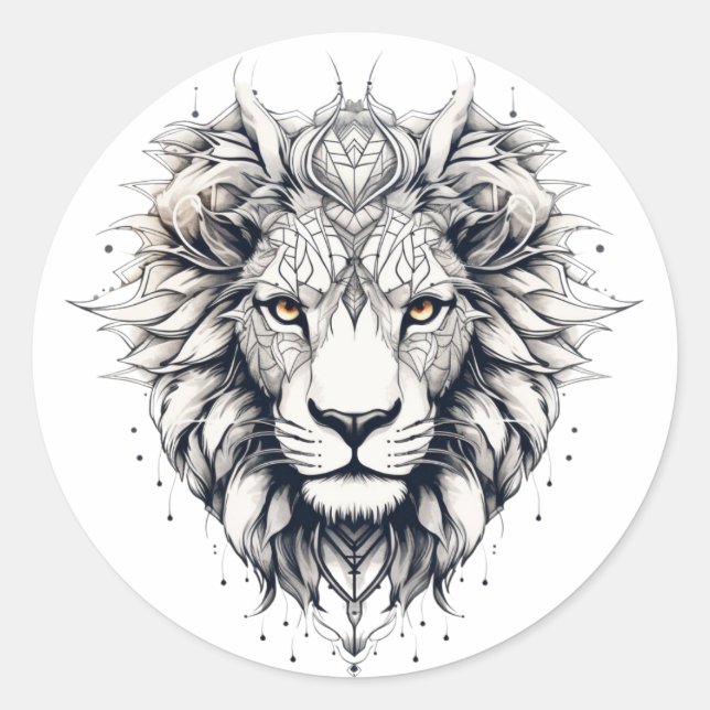 Geometric Lion Head Illustration Sticker (Front)