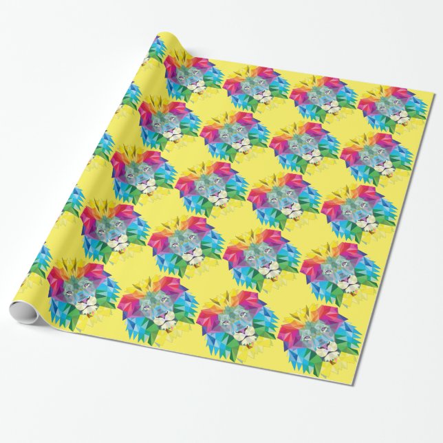 Geometric Lion Head Wrapping Paper (Unrolled)