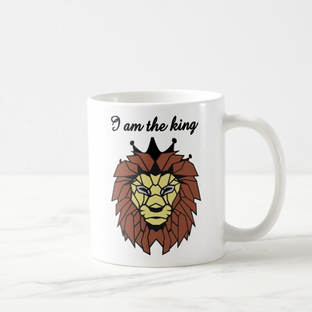 Geometric Lion Mug - "King of Strength" Motivation (Right)