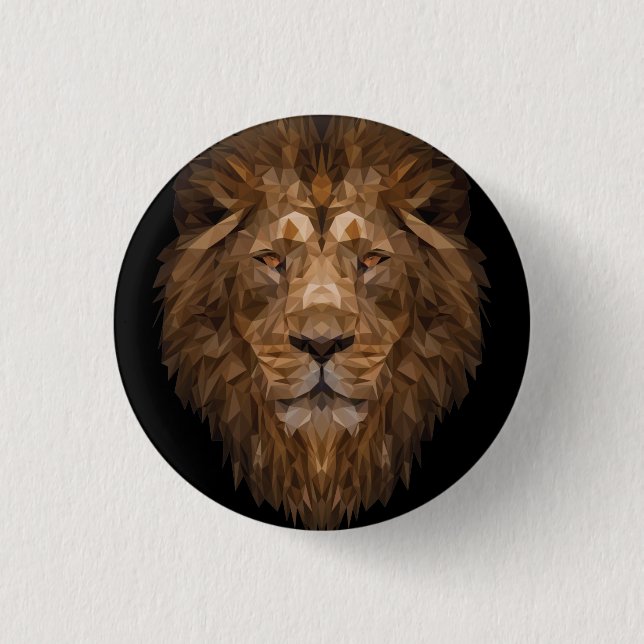 Geometric Lion Portrait 3 Cm Round Badge (Front)