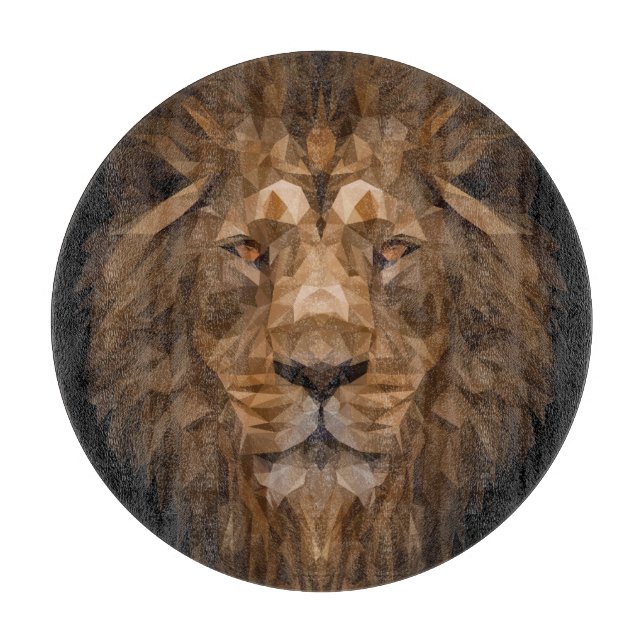 Geometric Lion Portrait Cutting Board (Front)