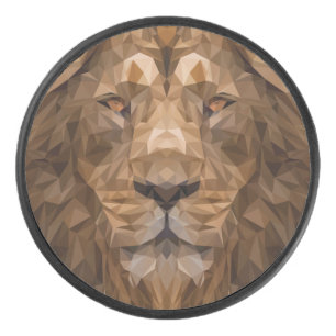 Geometric Lion Portrait Hockey Puck