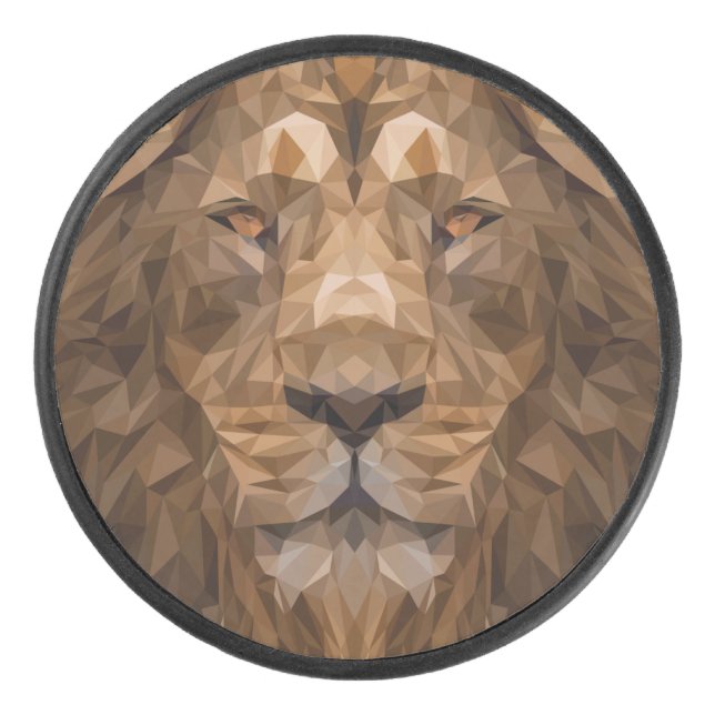 Geometric Lion Portrait Hockey Puck (Front)