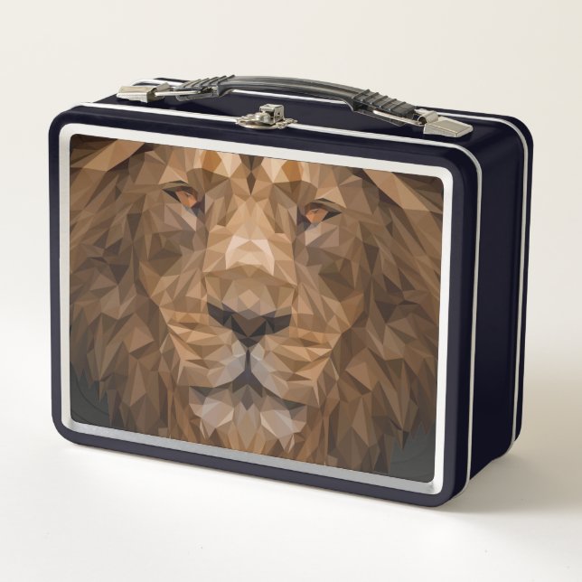 Geometric Lion Portrait Metal Lunch Box (Front)