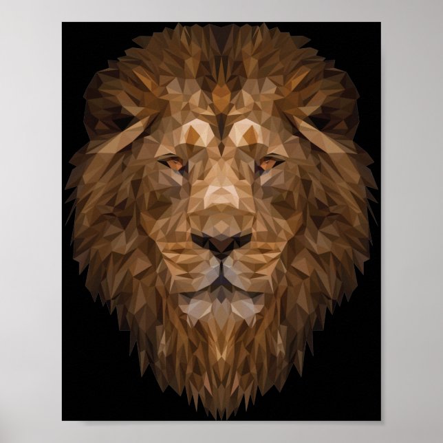 Geometric Lion Portrait Poster (Front)