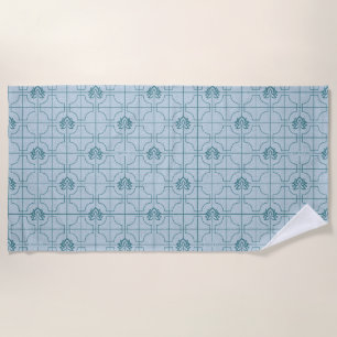 Geometric Lotus Grid Pattern - The White Lotus Beach Towel