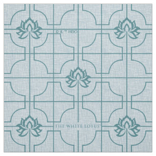 Geometric Lotus Grid Pattern - The White Lotus Fabric