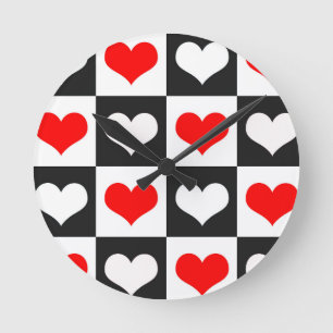 Geometric Love Heart Pattern Design Round Clock
