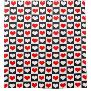 Geometric Love Heart Pattern Design Shower Curtain