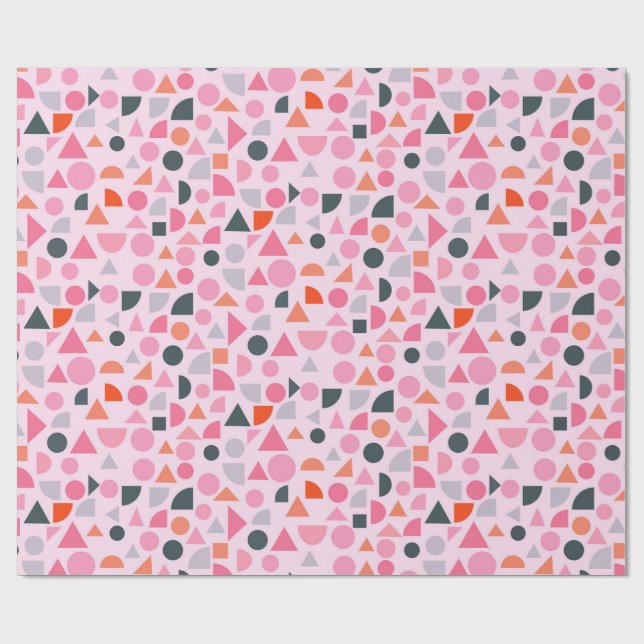 Geometric Love Pattern in Cream, Rose, Lilac Wrapping Paper (Flat)
