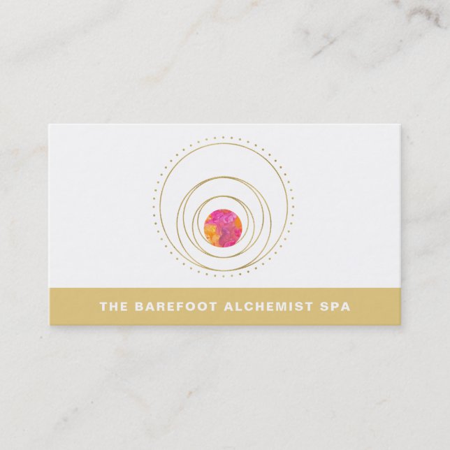 *~*  Geometric Lunar  Boho Gold Sacred Geometry Business Card (Front)