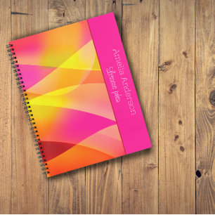 Geometric magenta yellow Teacher Planner name Notebook