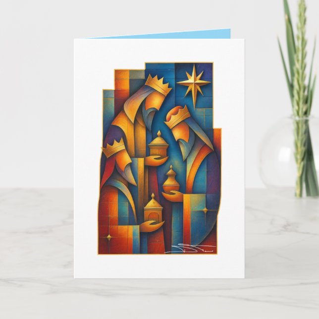 Geometric Magi - Three Wise Men Christmas Star Art Card (Front)
