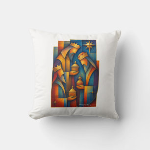 Geometric Magi - Three Wise Men Christmas Star Art Cushion