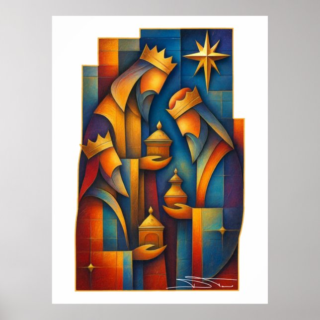 Geometric Magi - Three Wise Men Christmas Star Art Poster (Front)