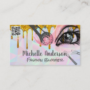 Geometric Makeup Brushes Glitter Drip Business Card