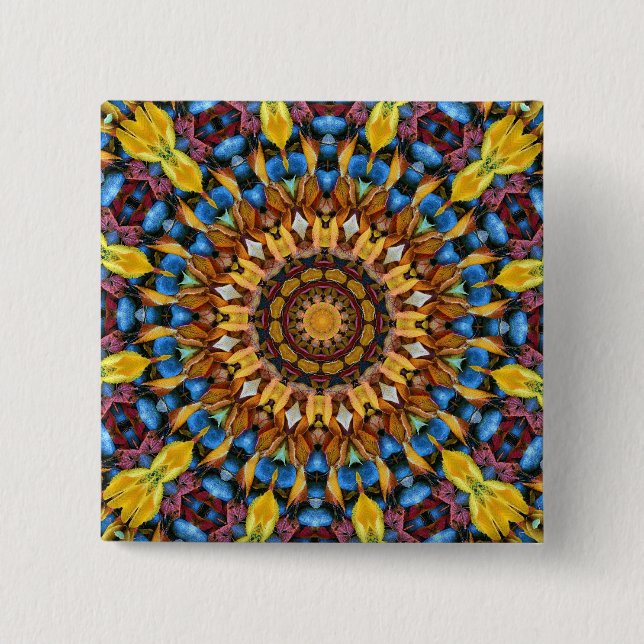 Geometric Mandala 15 Cm Square Badge (Front)