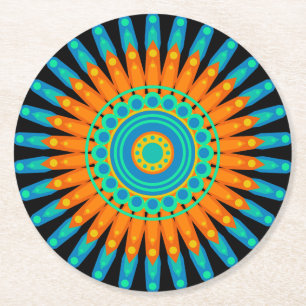 Geometric Mandala Art Circle Design-48256 Round Paper Coaster