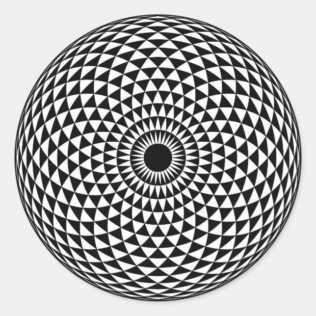 Geometric Mandala eye in black and white Classic Round Sticker (Front)
