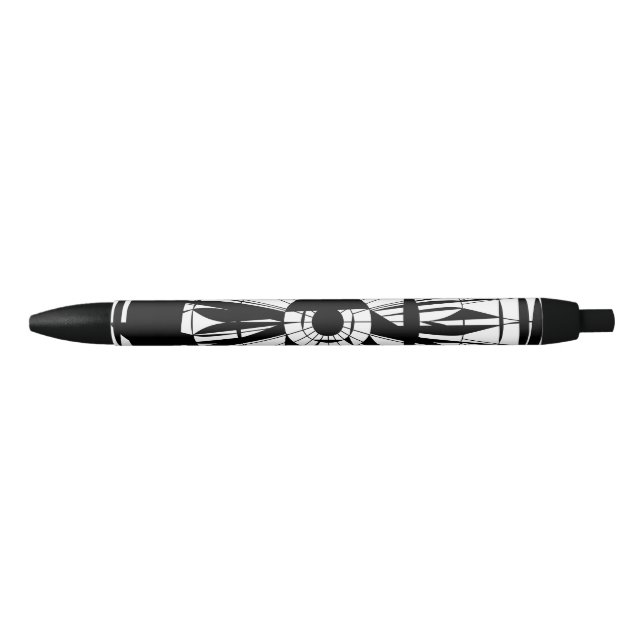 Geometric Mandala Pattern Black Ink Pen (Front)