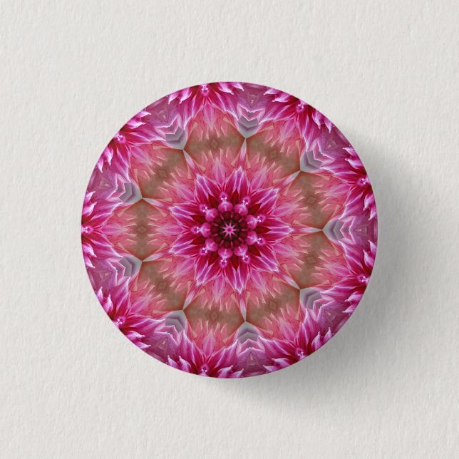 Geometric Mandala Pink Flower Pattern-67545 3 Cm Round Badge (Front)