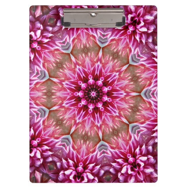 Geometric Mandala Pink Flower Pattern-67545 Clipboard (Front)