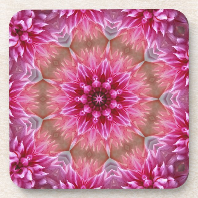 Geometric Mandala Pink Flower Pattern-67545 Coaster (Front)