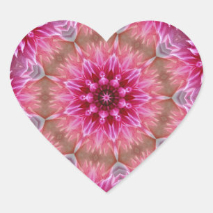 Geometric Mandala Pink Flower Pattern-67545 Heart Sticker