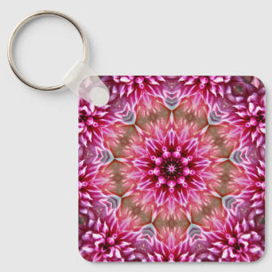 Geometric Mandala Pink Flower Pattern-67545 Key Ring