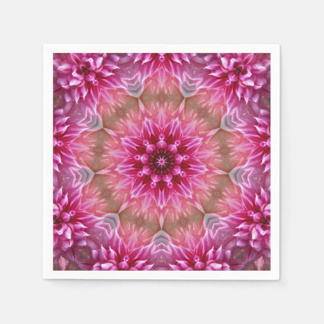 Geometric Mandala Pink Flower Pattern-67545 Napkin (Front)
