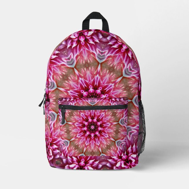 Geometric Mandala Pink Flower Pattern-67545 Printed Backpack (Front)