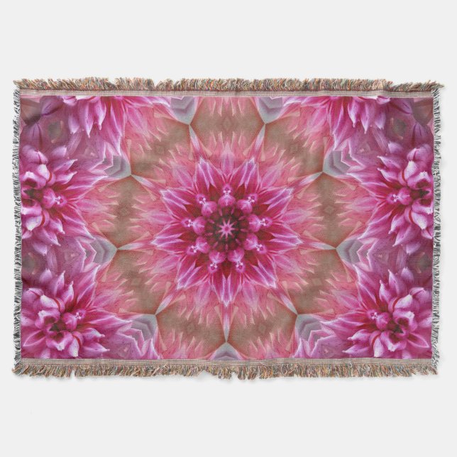 Geometric Mandala Pink Flower Pattern-67545 Throw Blanket (Front)