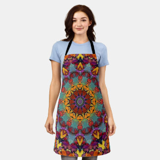 Geometric Mandala Purple Blue Design-64351 Apron