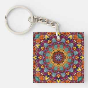 Geometric Mandala Purple Blue Design-64351 Key Ring